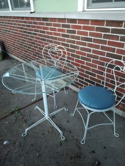 Outdoor Glass Tabletop Wrought iron Dinette Set