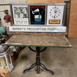 Vintage Pharmacy Sign With Clock Lights Up