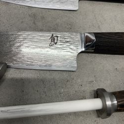 Shun Fuji Knife Set, Set Of 7 & Ceramic Honing Steel