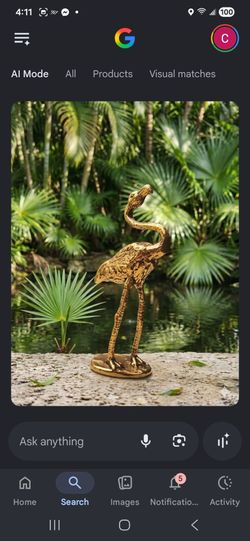 Vintage Brass Flamingo Decorative Piece