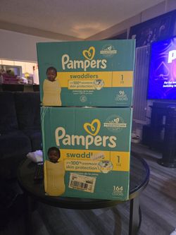 2 Boxes Of Pampers Size 1