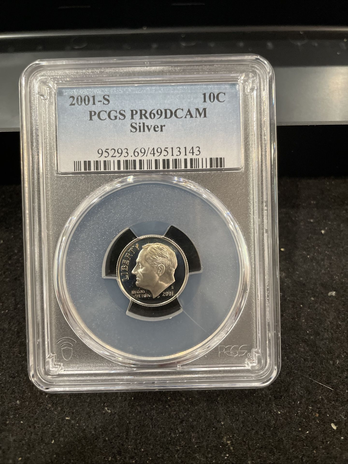 2001 S Gem Proof SILVER Roosevelt Dime Graded At PR69 With A Deep Cameo 4-12