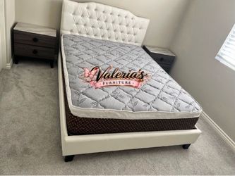 New queen bed frame with mattress