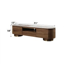 Willene TV Stand w/ Ceramic Top & Dark Walnut Finish | Multi-Storage Console | 71" x 17" x 18"