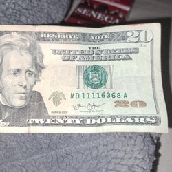 2013 Twenty  Dollar Bill With Fancy Serial Number