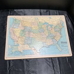 Vintage Wooden Puzzle USA Topological Map By American Map Corp