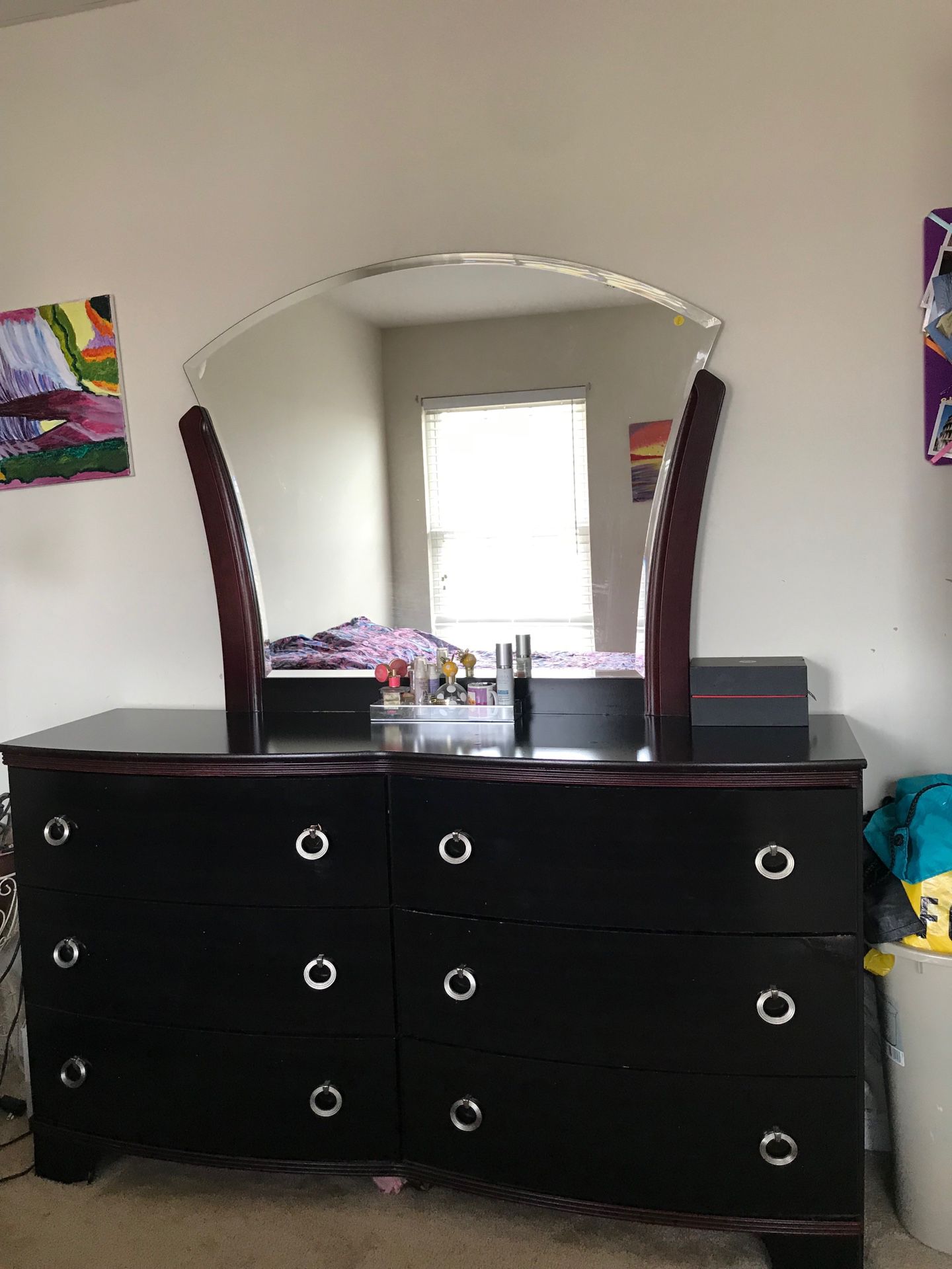 Dark Brown Dressing Table with Mirror