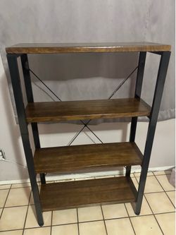 4-Tier Wood and Metal Bookshelf