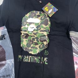 Black and green/brown camo bathing ape T shirt