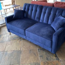 Royal Blue Velvet Futon 