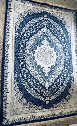 Vintage Persian-Style Medallion Area Rugs - Set of 2 (Navy & White)