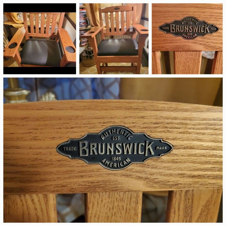 BRUNSWICK POOL TABLE CHAIRS WITH DRAWERS AND BRAS FOOT REST 