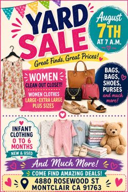 Yard Sale August 7th at 7am