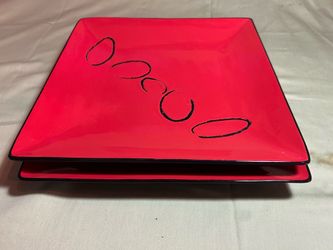 Red square decorative serving platters