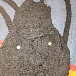 Crochet Black Backpack 