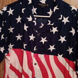 July 4th Button Up Shirt. Free Planet. XL