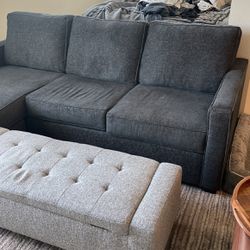 Charcoal Couch And Gray Ottoman For Sale 