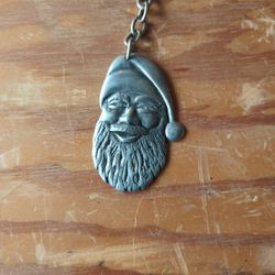 Vintage Pewter Santa Claus Ornament 