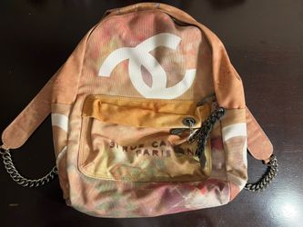 Chanel Graffiti Printed Canvas Backpack Beige