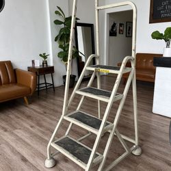 Rolling 4 Step Ladder Stairs With Wheels Industrial 