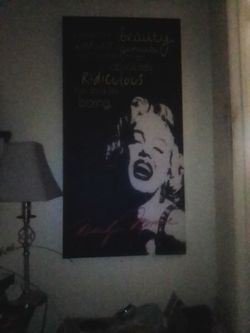 Marilyn Monroe Canvas W/ Signature And Candy dish/Ashyray