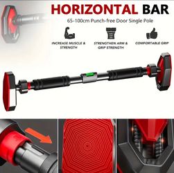 No-Screw Doorway Pull-Up Bar with Built-In Level (Black & Red)