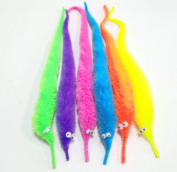 12 Pieces Fuzzy Worm Toys Worms On String Bulk Trick Toy Party Favors for Kid Cat (6 Colors