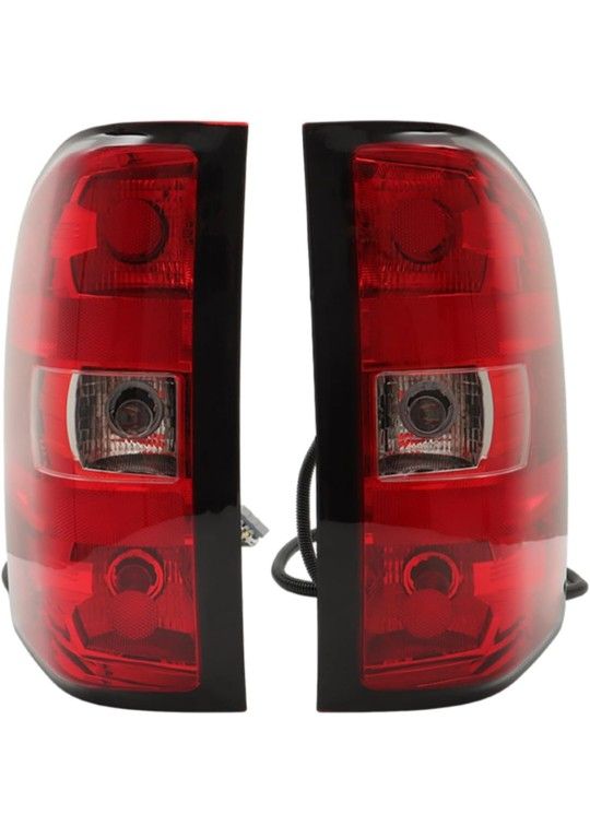 Pair of Rear Left and Right Tail Light Brake Lamp Assembly Replacement for 2007-2014 Sierra/Silverado Driver and Passenger Side with Bulbs