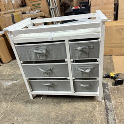 Badger Basket Modern Baby Changing Table Dresser with 6 Storage Drawers and Pad - White , kf- 77895-wT-Cs
