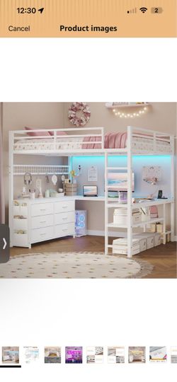 White Loft Bed Full Size NEW IN BOX UNOPENED
