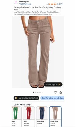 Flamingals Women's Low Rise Flare Pants 4XL – Khaki Grey