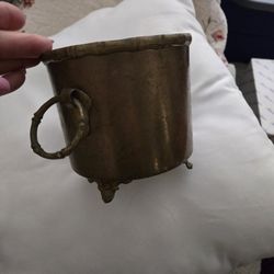 Vintage footed brass planter