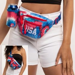 Tipsy Elves USA Tie Dye Fanny Pack with Detachable Drink Carrier