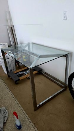CB2 Tesso Chrome & Glass Desk — Paid $349