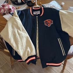 Vtg. Champion Chicago Bears Throwback Varsity Jacket Navy/Wheat XL NFL Football