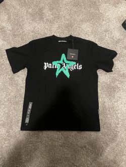 Palm Angels Green star sprayed logo print