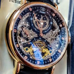 Stauer Automatic 20 Jewels Skeleton Open Heart 46mm Luxury Men's Watch New with tags