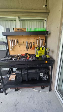 Automotive tools, work bench & Husky storage included