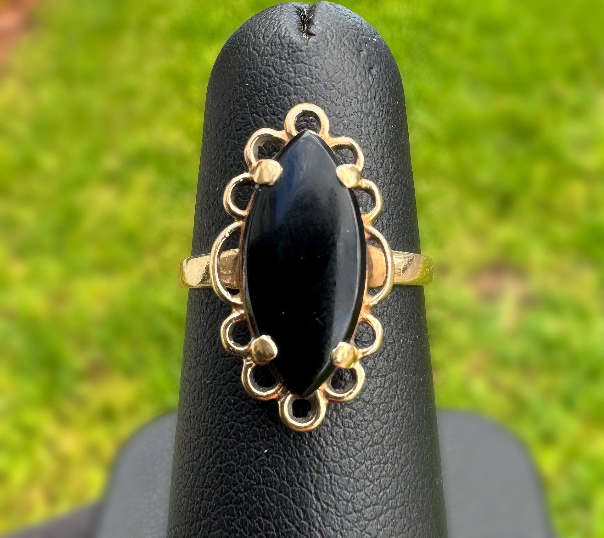 Jewelry Antique 10k solid yellow gold onyx stone 3.00CT ring sz 7.00