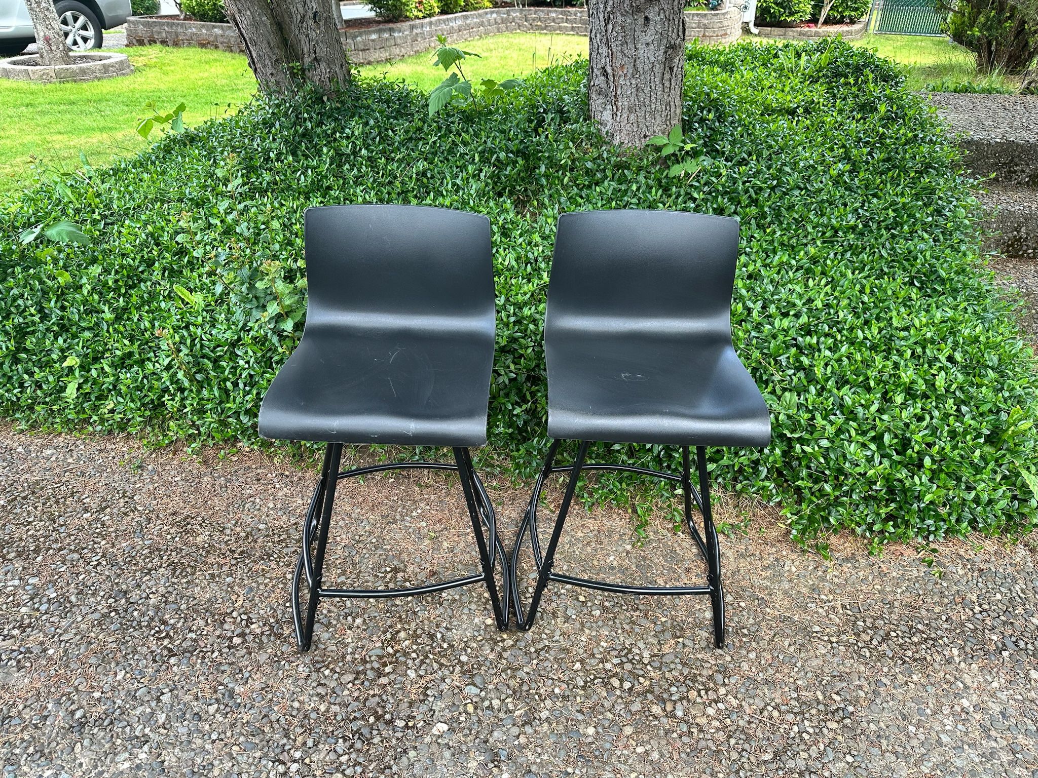Black swivel bar stools