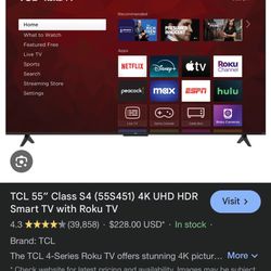 55 Inch TCL Roku Tv