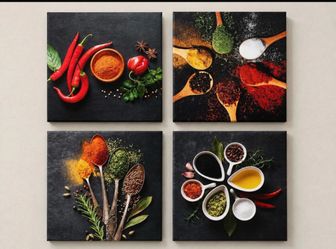 4-Piece Spices Canvas Wall Art Set