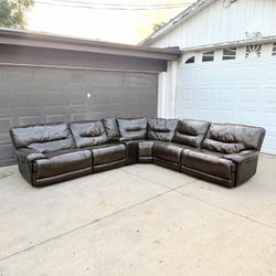 🚚 FREE DELIVERY Reclining Leather Couch Sofa Sectional – Dark Brown