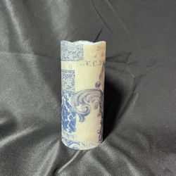 Decoupage Blue Decorative Original LED Candle Ornamental Design Home Decor New 