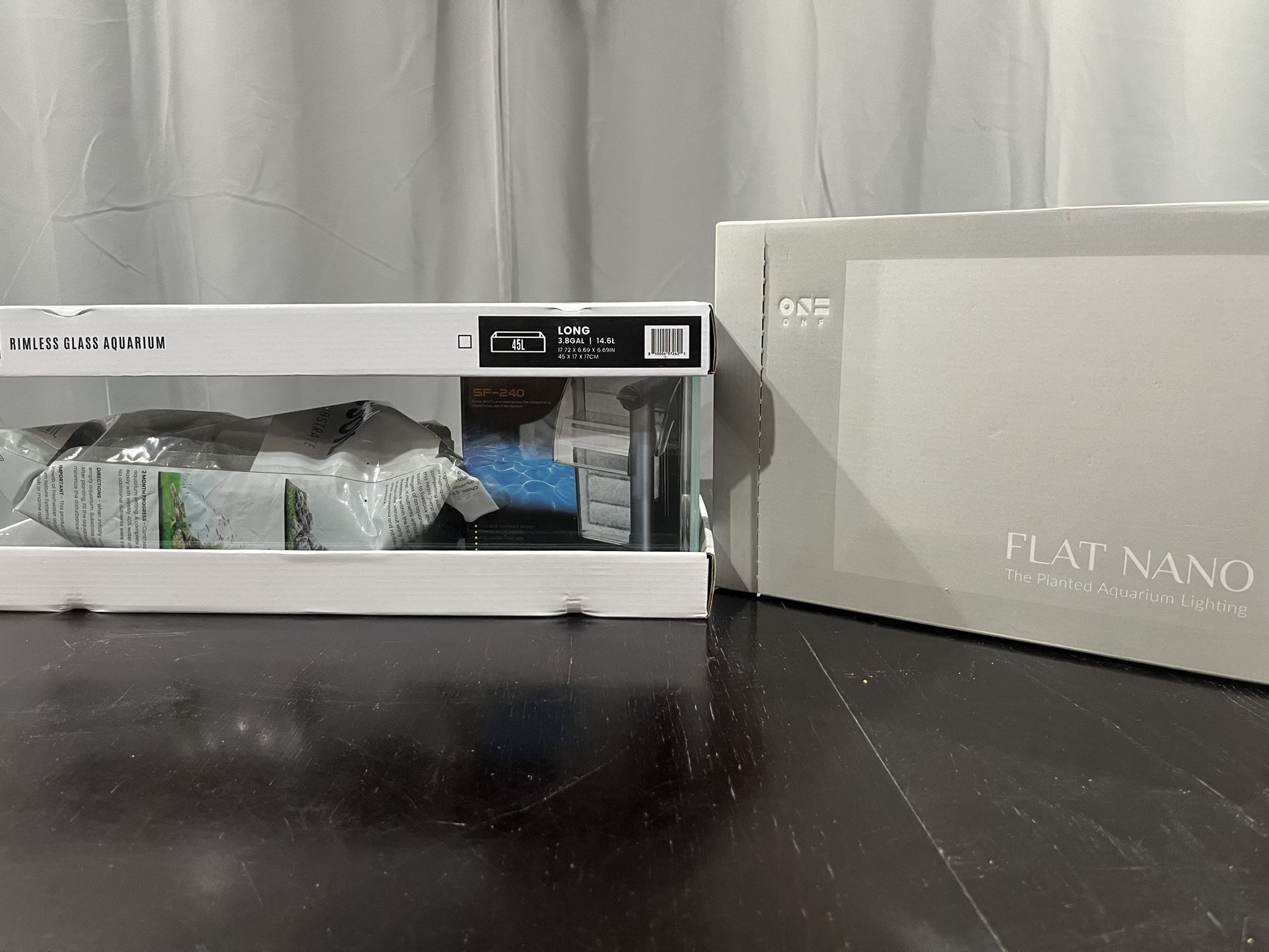 Uns 45L Rimless Glass Aquarium Kit with ONF LED Light & Dymax Slim Flo Filter