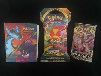 Pokemon Rebel Clash and Darkness Ablaze Pack with Mini Binder