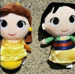 Disney MULAN & BELLE PLUSH DOLLS 8.5" Nice!
