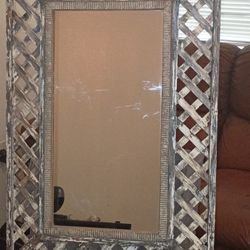 Wall Mirror W / Painted Rustic Design
