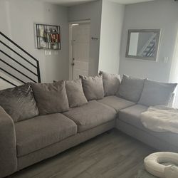 Grey Microfiber Sectional Couch Sofa