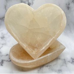 Orange Selenite Heart Bowl